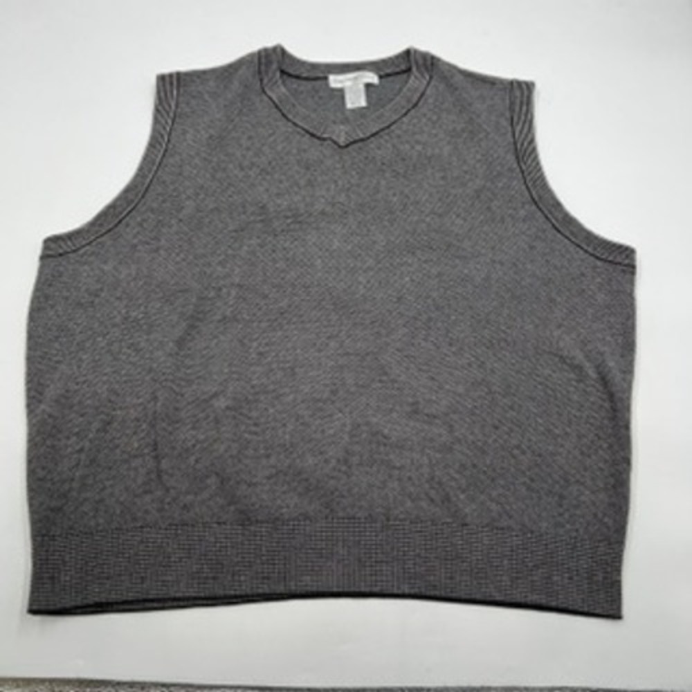 Cypress Links Mens Gray Cotton V-Neck Sweater Vest Size Large Golf Layering